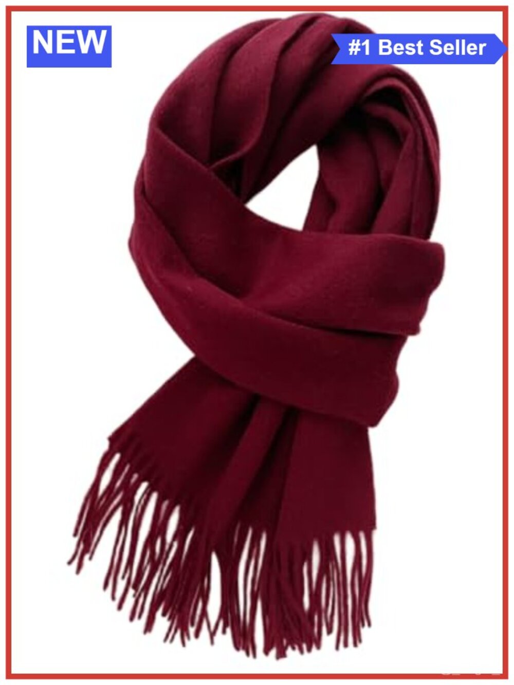 Womens Winter Scarf Wrap Oversized Tassel Trim 100% Polyester Warm Shawl